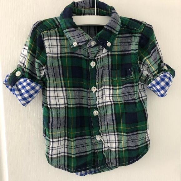 Gap Long Sleeve Plaid Shirt Size 12-18 Months - Picture 2 of 8